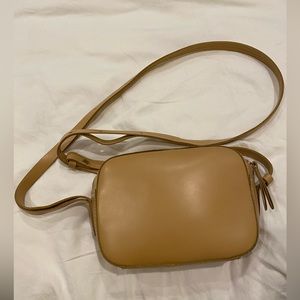 J. Crew leather crossbody camera bag, beige leather.